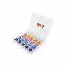 <p>Caja con 25 canillas transparentes de diferentes colores</p>
